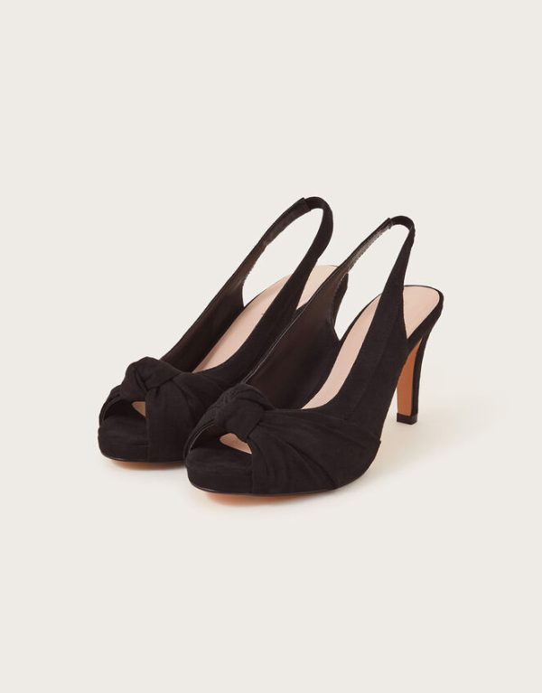 Monsoon Suede Peep Toe Heels Black