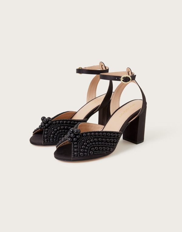 Monsoon Pearl Block Heeled Sandals Black