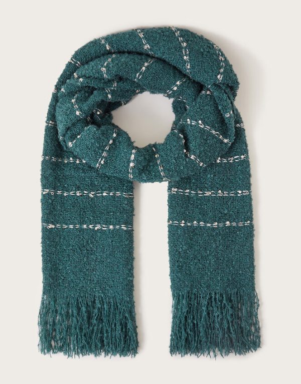 Monsoon Sequin Stripe Boucle Scarf Blue - Image 2