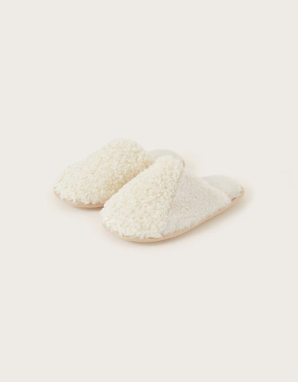 Monsoon Boucle Mule Slippers Cream - Image 2