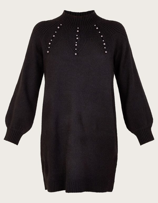 Monsoon Pearl Detail Dress Black - Image 5