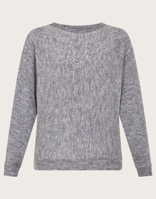 Monsoon Evie Embellished Jumper Grey - Image 6