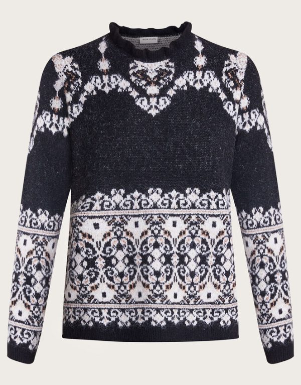 Monsoon Fabe Fair Isle Jumper Grey - Image 5