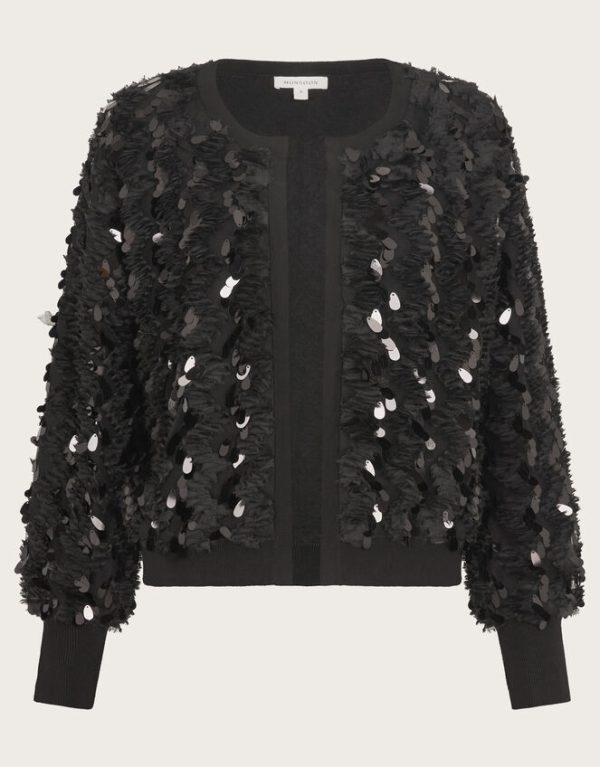 Monsoon Sienna Sequin Cardigan Black - Image 5