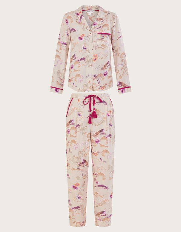 Monsoon Bianca Print Pyjama Set Nude - Image 5