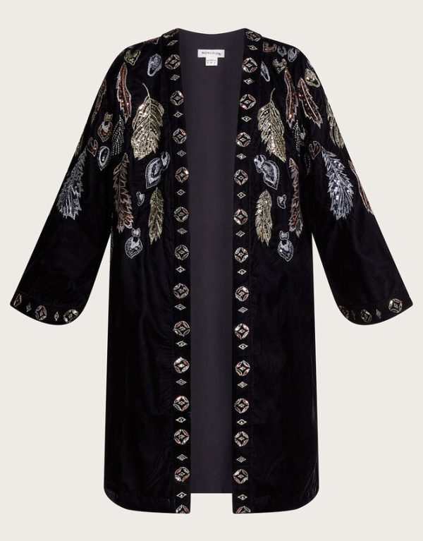 Monsoon Fenix Embroidered Kimono Black - Image 5