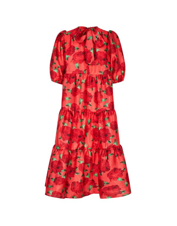 Monsoon Crās Floral Tiered Dress Red - Image 2