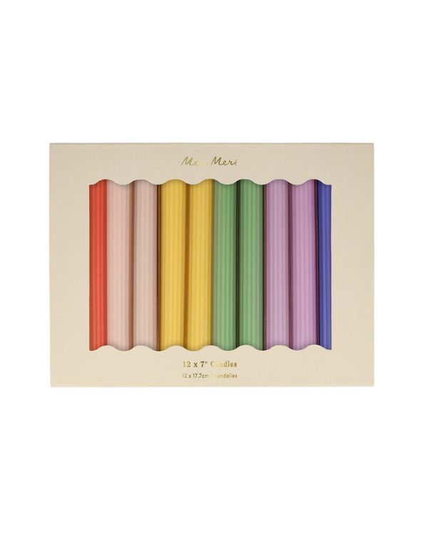 Monsoon 12-Pack Meri Meri Rainbow Ribbed Candles - Image 2