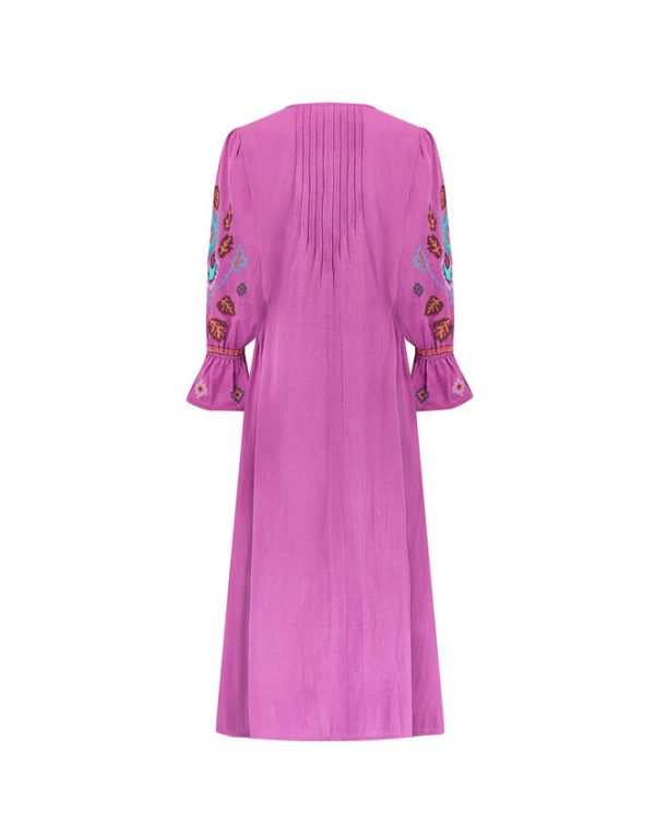 Monsoon East Embroidered Maxi Dress Purple - Image 6