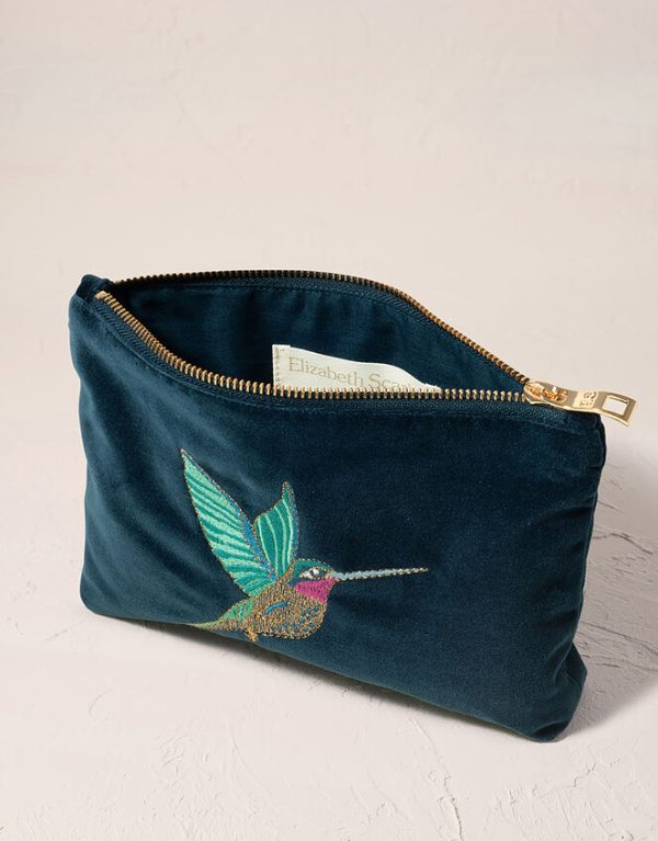 Monsoon Elizabeth Scarlett Hummingbird Velvet Mini Pouch - Image 2