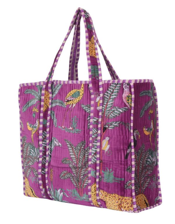 Monsoon Conscious Yoga Collective Velvet Jungle Print Tote Bag Purple - Image 4