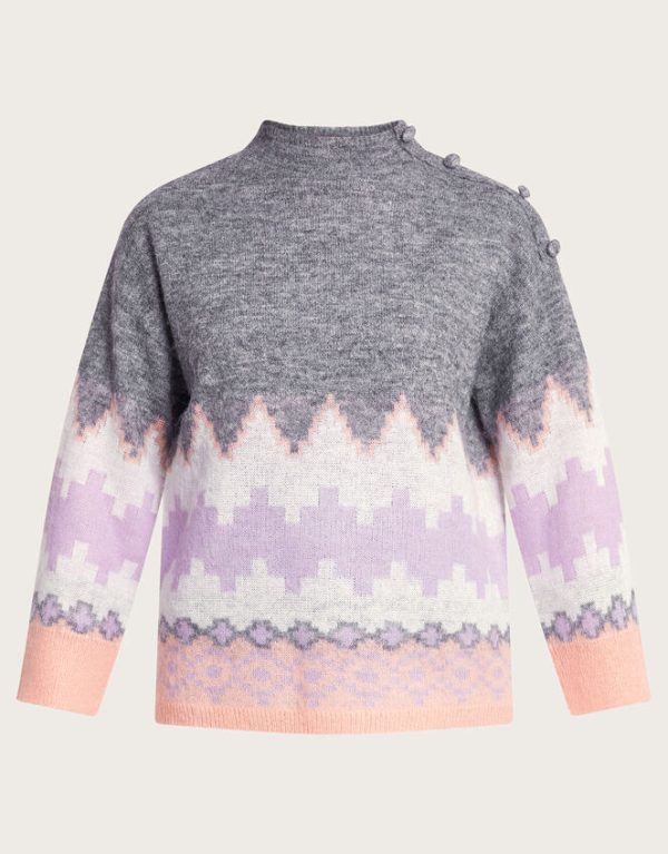 Monsoon Ami Aztec-Inspired Jumper Grey - Image 5