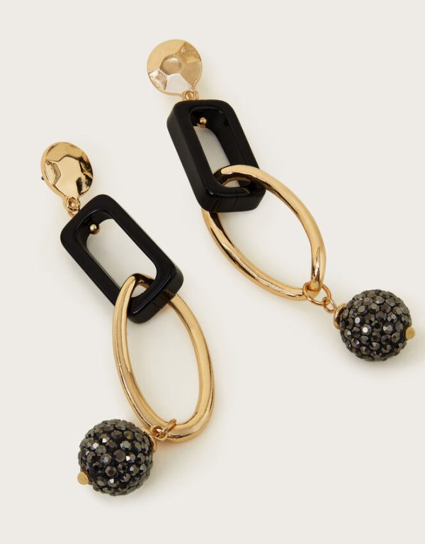 Monsoon Diamante Sphere Link Drop Earrings - Image 2