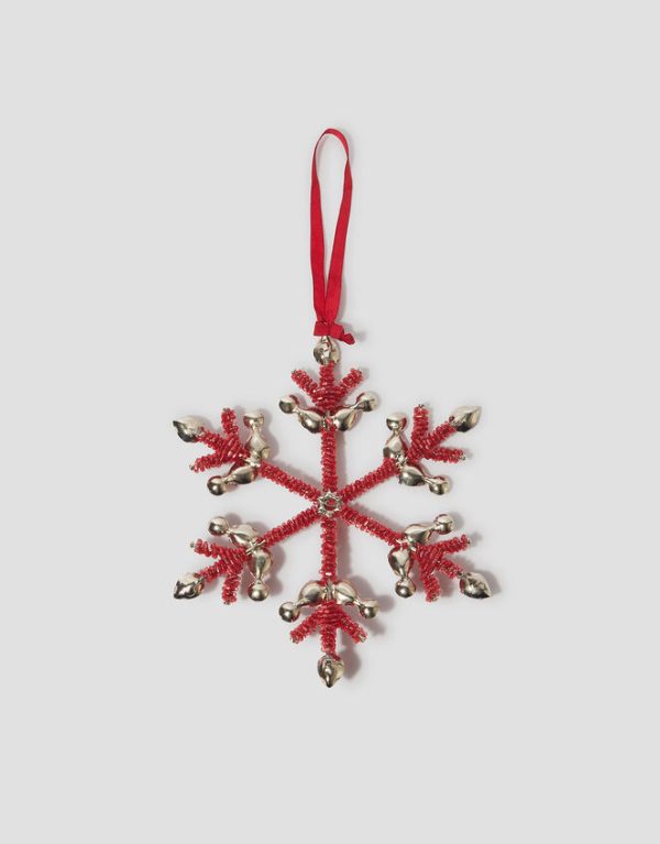 Monsoon Embellished Snowflake Christmas Tree Decoration Red - Image 2