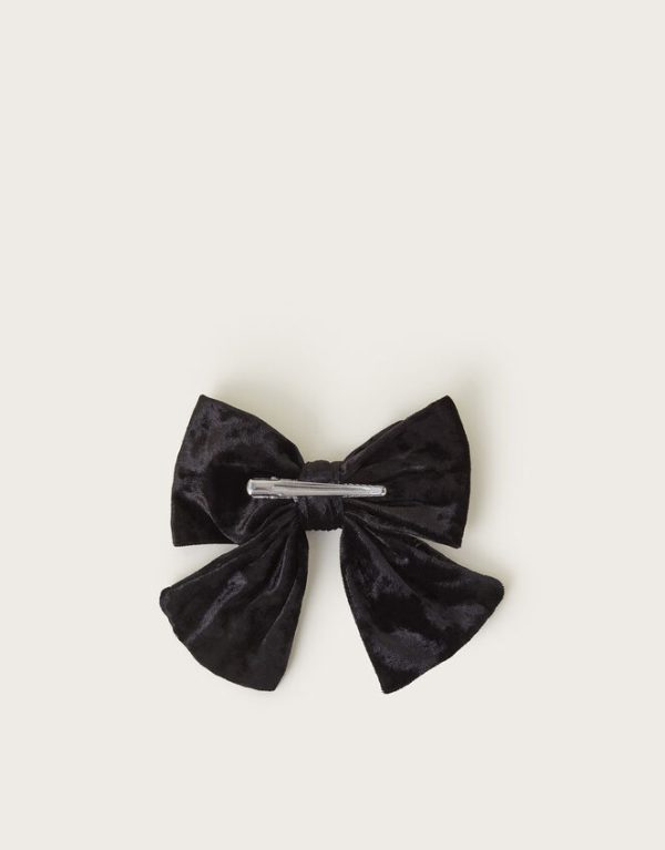 Monsoon Velvet Diamante Bow Hair Clip - Image 2