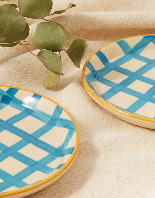 Monsoon Check Print Ceramic Plate Twinset - Image 2