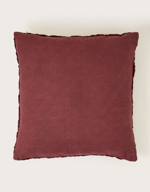 Monsoon Quilted Velvet Cushion Red - Image 2