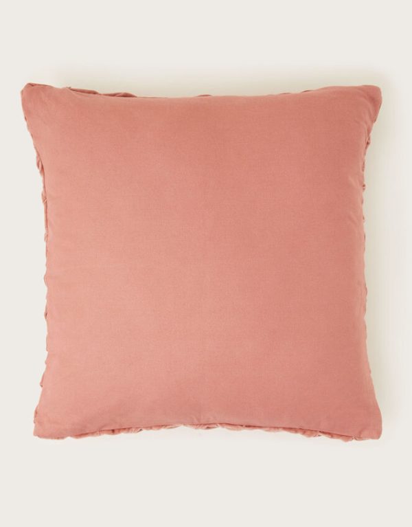 Monsoon Quilted Velvet Cushion Pink - Image 2