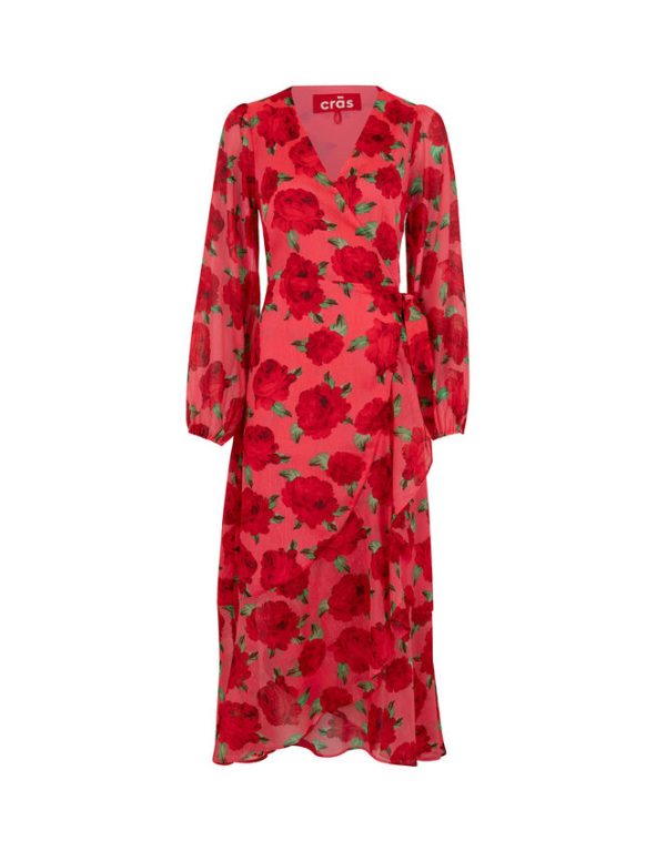 Monsoon Crās Floral Wrap Dress Red - Image 4