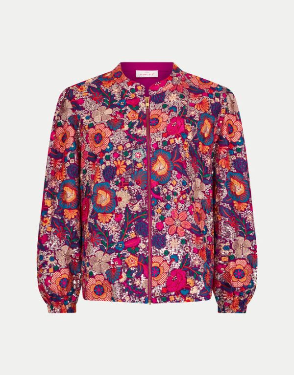 Monsoon East Embellished Floral Bomber Jacket Multi - Image 6