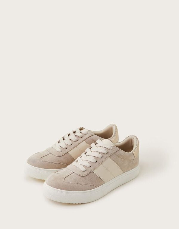 Monsoon Faux Suede Trainers Natural - Image 3