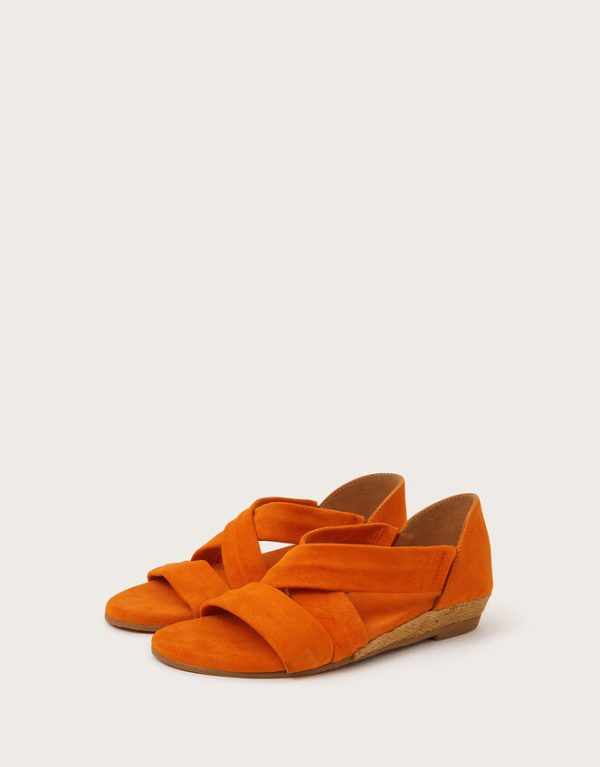 Monsoon Suede Demi Wedges Orange - Image 3