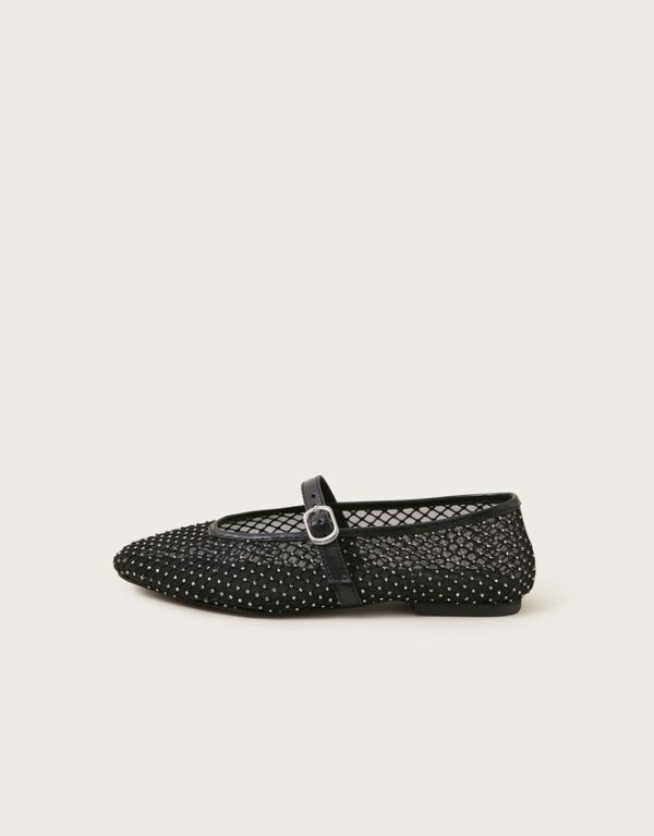 Monsoon Cleo Mesh Ballet Flats Black - Image 3