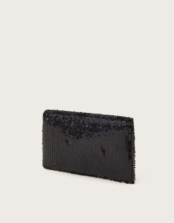 Monsoon Sofia Sequin Clutch Bag Black - Image 2