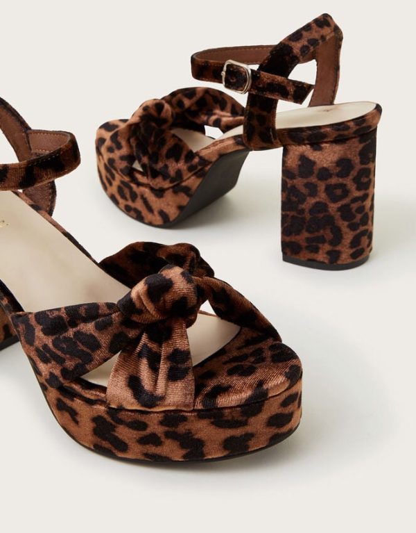 Monsoon Mara Leopard Print Platform Heels Multi - Image 3