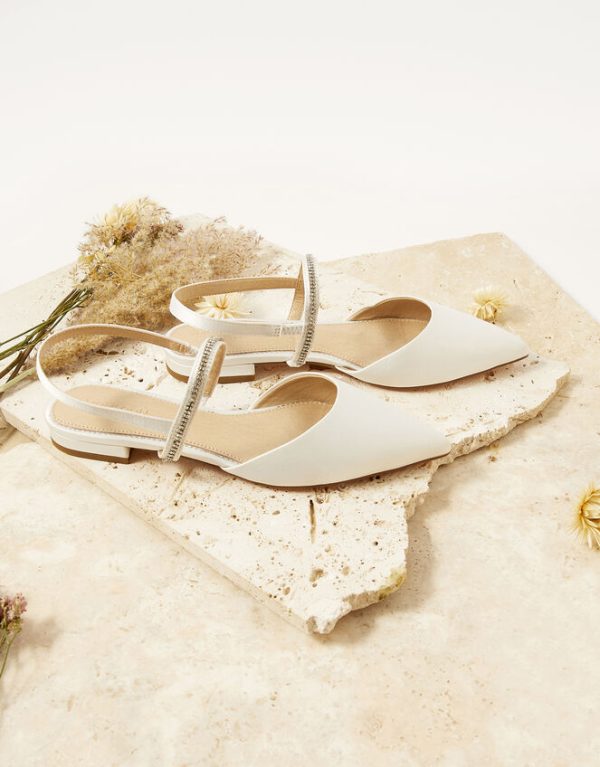 Monsoon Diamante Trim Flat Bridal Shoes Ivory - Image 3