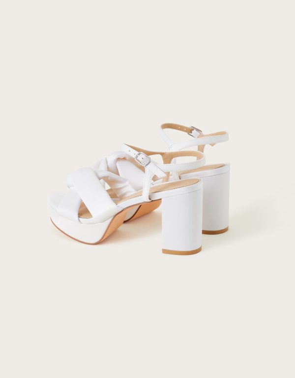 Monsoon Satin Knot Platform Heeled Sandals Ivory - Image 3