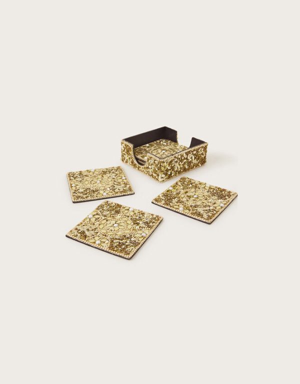 Monsoon Beaded Coasters 6 Pack Gold - Image 2