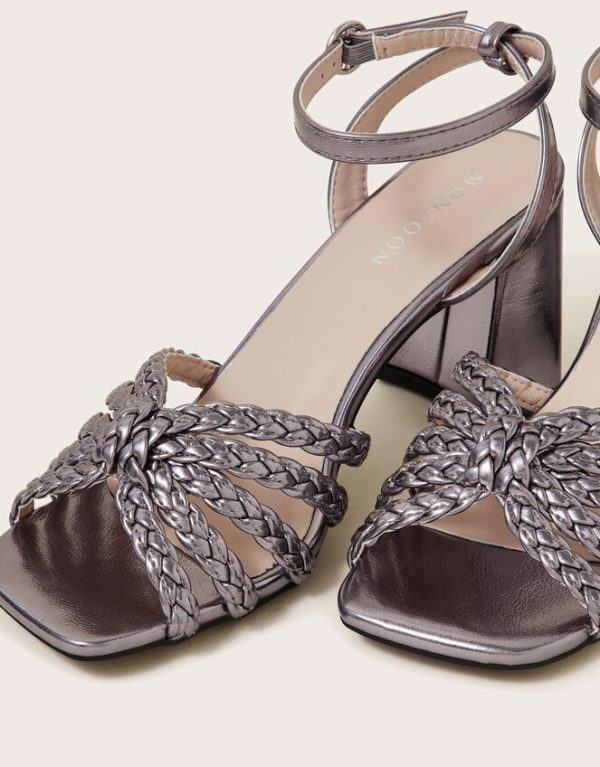 Monsoon Plaited Block Heel SandalsSilver - Image 4