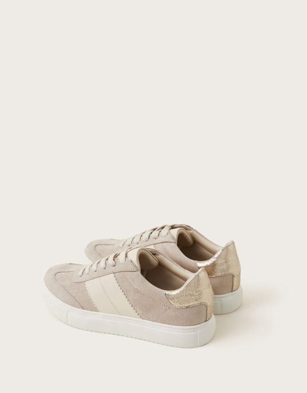 Monsoon Faux Suede Trainers Natural - Image 4