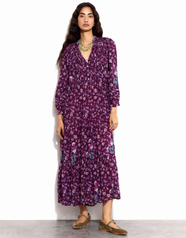 Monsoon East Elynee Floral Maxi Dress Purple - Image 4