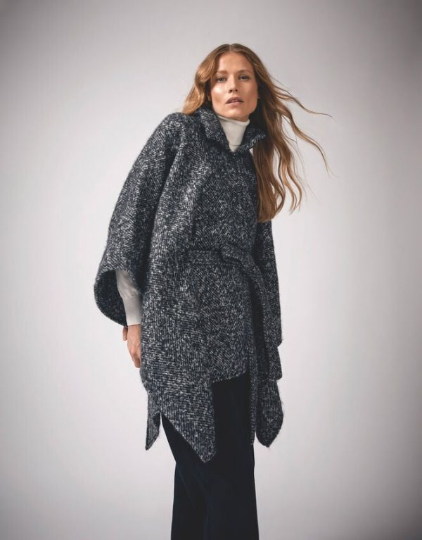 Monsoon Kiri Belted Tweed Poncho Coat - Image 6