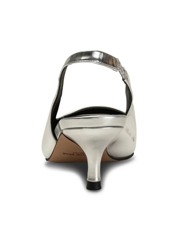 Monsoon Shoe The Bear Metallic Slingback Kitten Heels Silver - Image 4