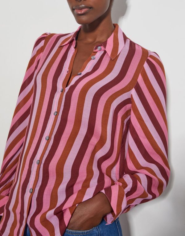 Monsoon Solana Stripe Shirt Pink