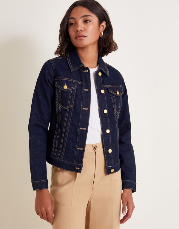 Monsoon Maya Seam Denim Jacket Blue