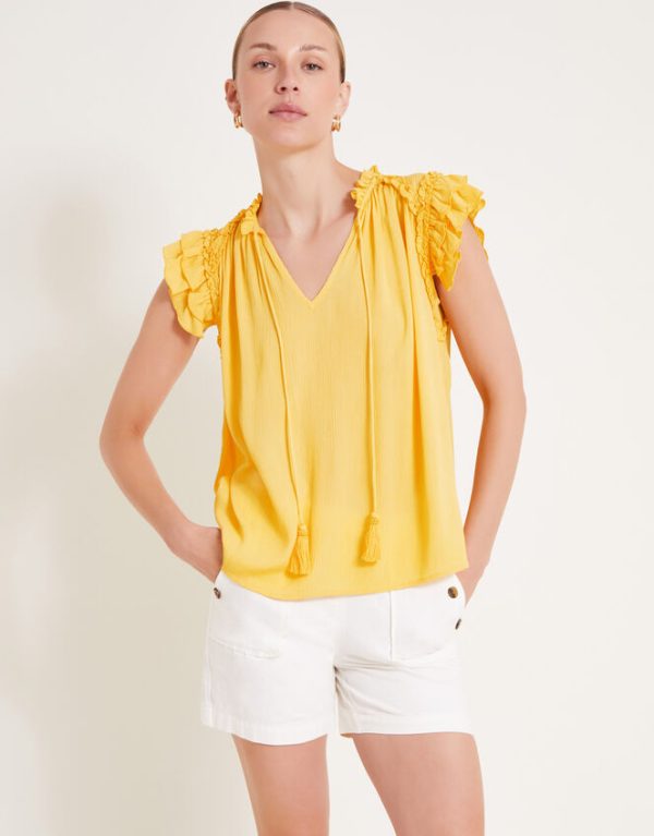 Monsoon Tula Frill Top Yellow