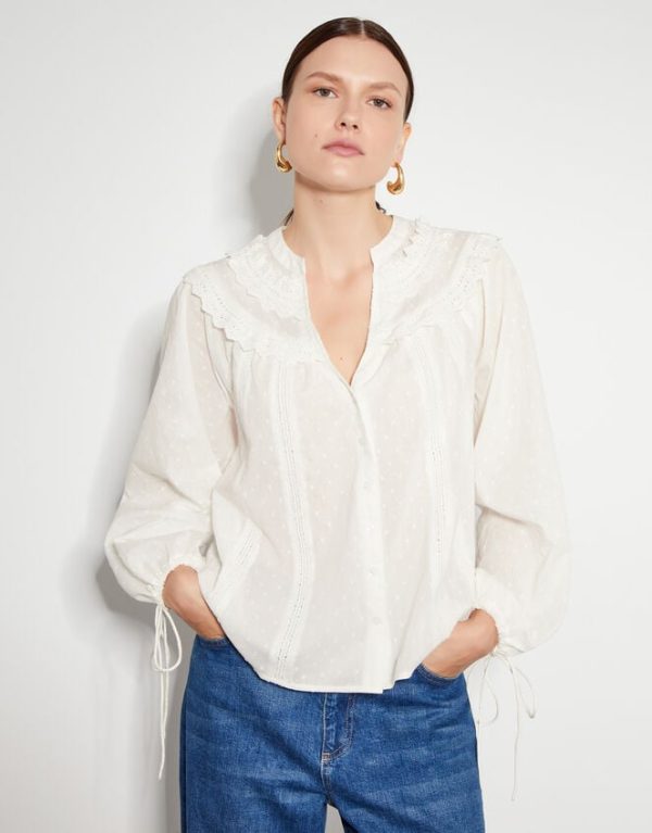 Monsoon Nyla Scallop Lace Blouse Ivory