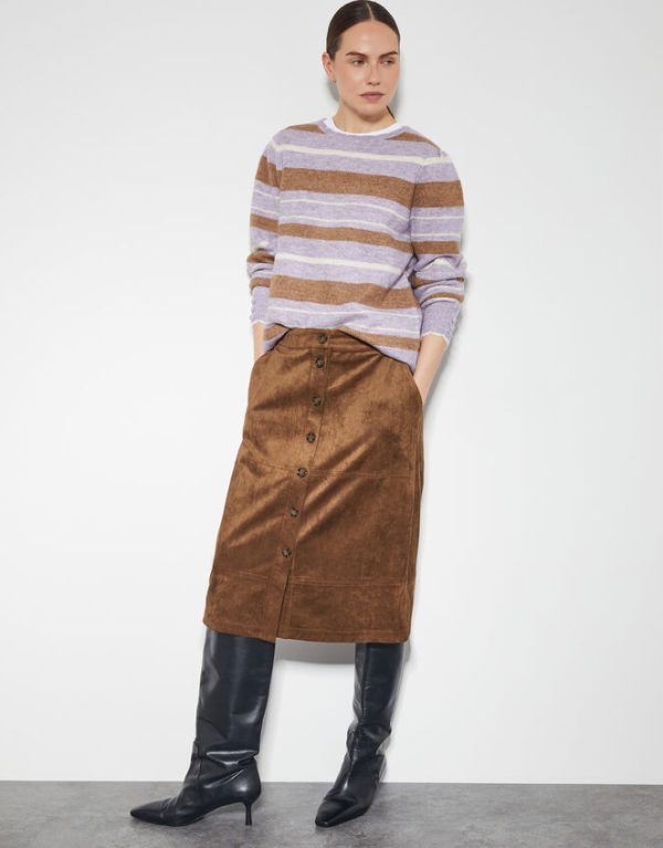 Monsoon Amber Suedette Pencil Skirt Brown