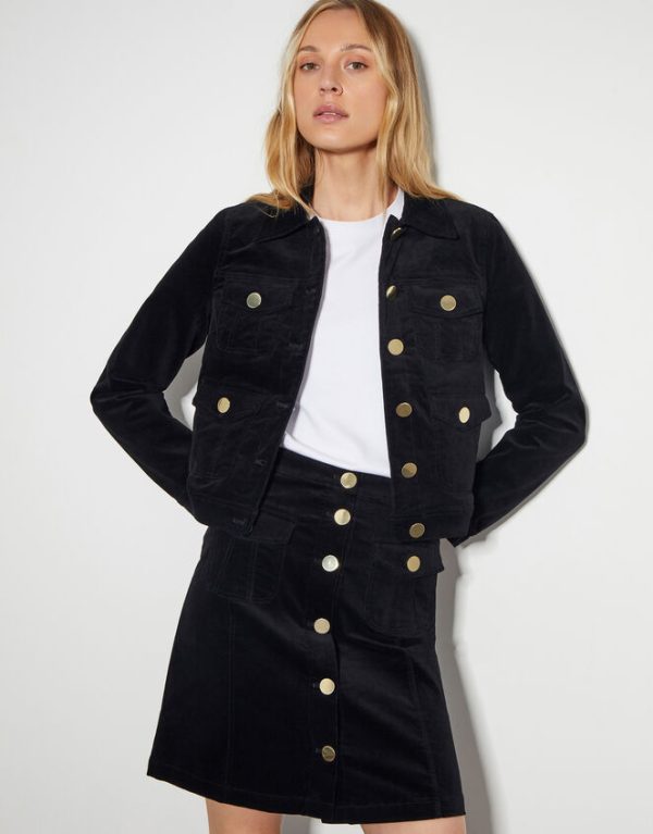 Monsoon Oriana Four-Pocket Crop Jacket Black