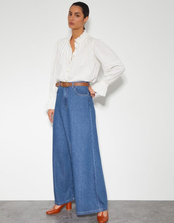 Monsoon Beth Extra Wide Leg Jeans Blue