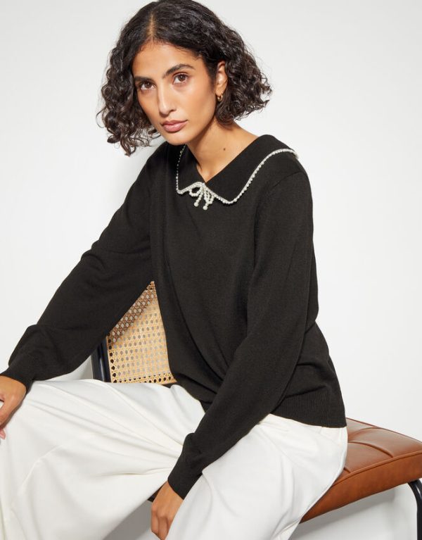 Monsoon Clara Collar Jumper Black