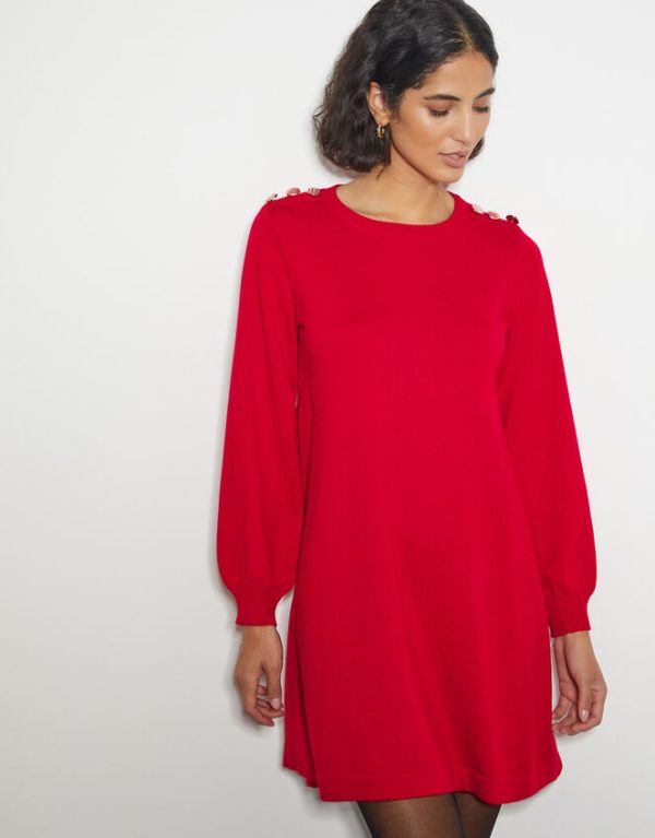 Monsoon Susie Mini Jumper Dress Red