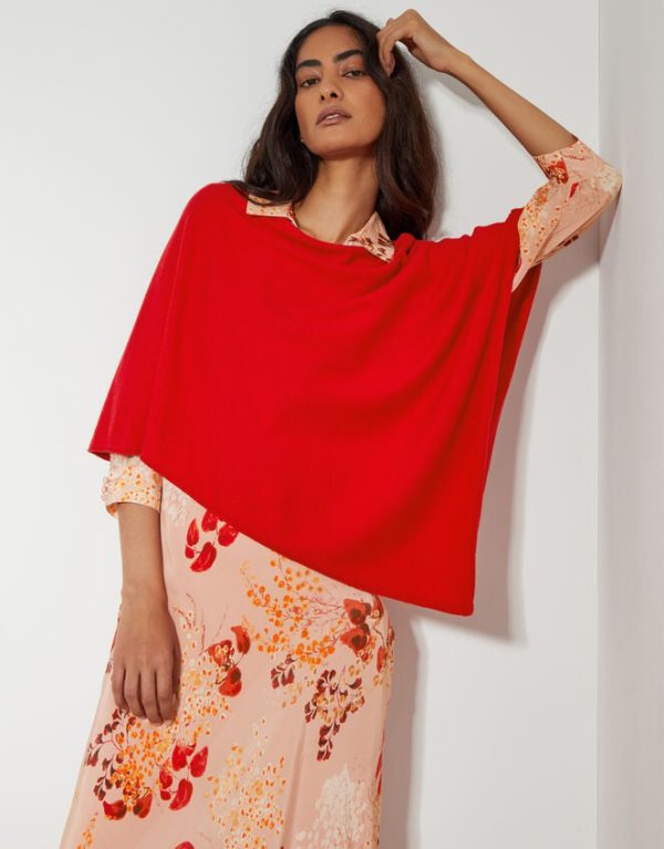 Monsoon Carly Poncho Red