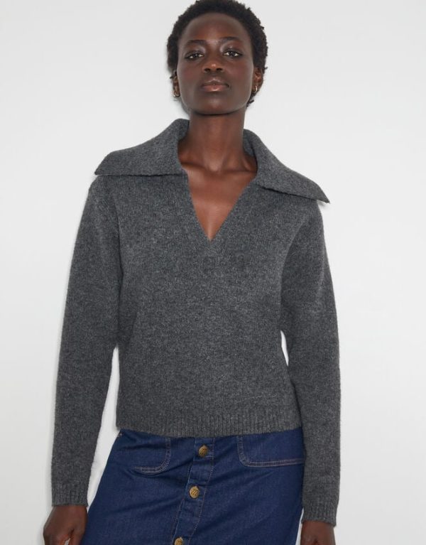 Monsoon Clover V-Neck Collar Jumper Grey