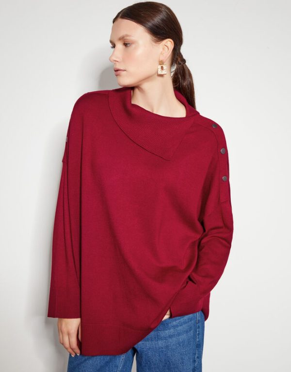 Monsoon Beth Button Detail Jumper Red