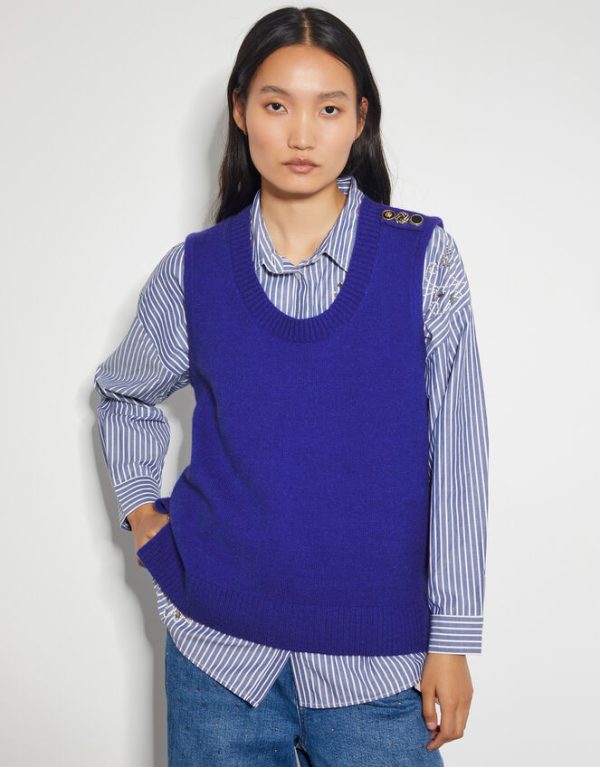 Monsoon Nora Scoop Neck Sweater Vest Blue